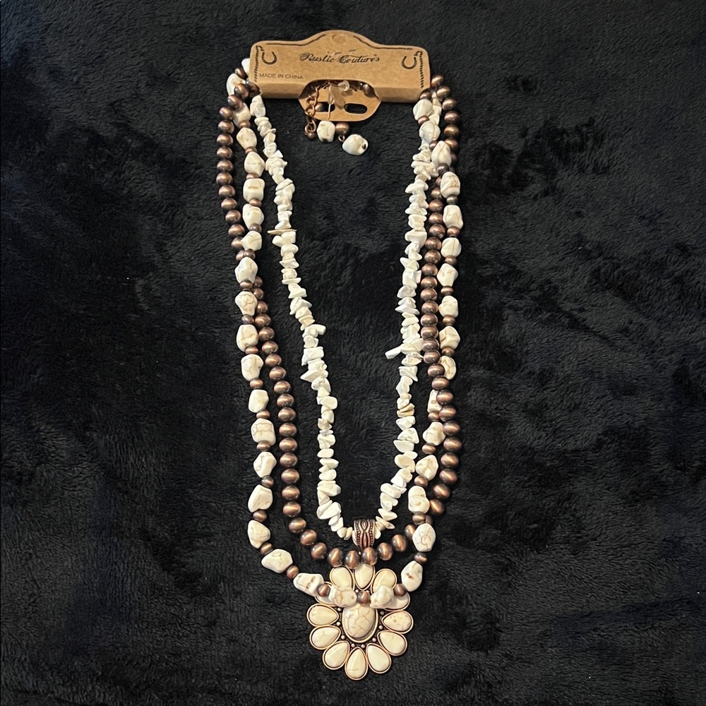 Elegant Multi-Strand Necklace with Brown and Cream Beads